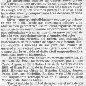 Clarín, Carlos Silva - su fallecimiento 1987