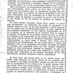 El Nacional - Carlos Silva y el Constructivismo Mágico - Caracas 21 Octubre 1969