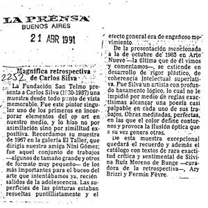 La Prensa, Magnífica retrospectiva de Carlos Silva, 1991