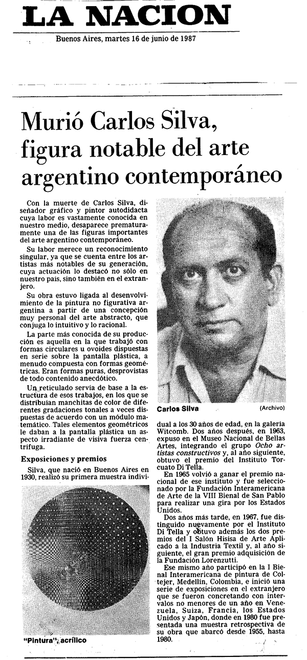 Murió Carlos Silva, figura notable del Arte La Nación