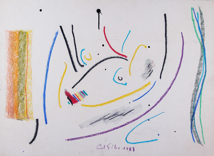 Sin Titulo, 1983, Técnica mixta sobre cartón, 49 x 69 cm
